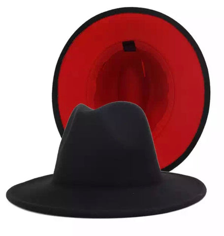 Black with Red Bottom Fedora