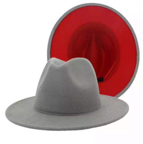 Gray with Red Bottom Fedora