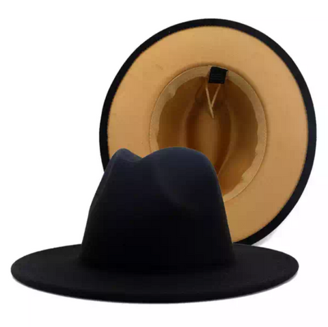 Black with Tan  Bottom Fedora