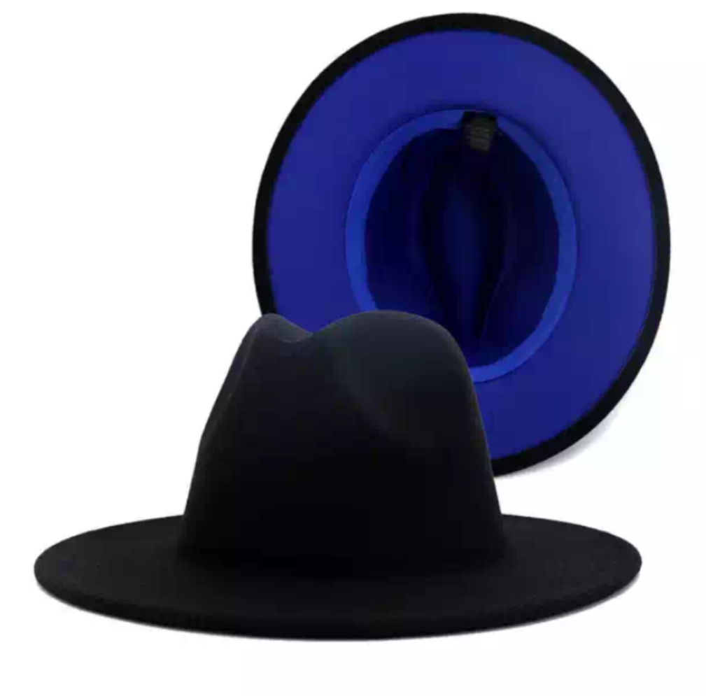 Black with Royal Blue Bottom Fedora