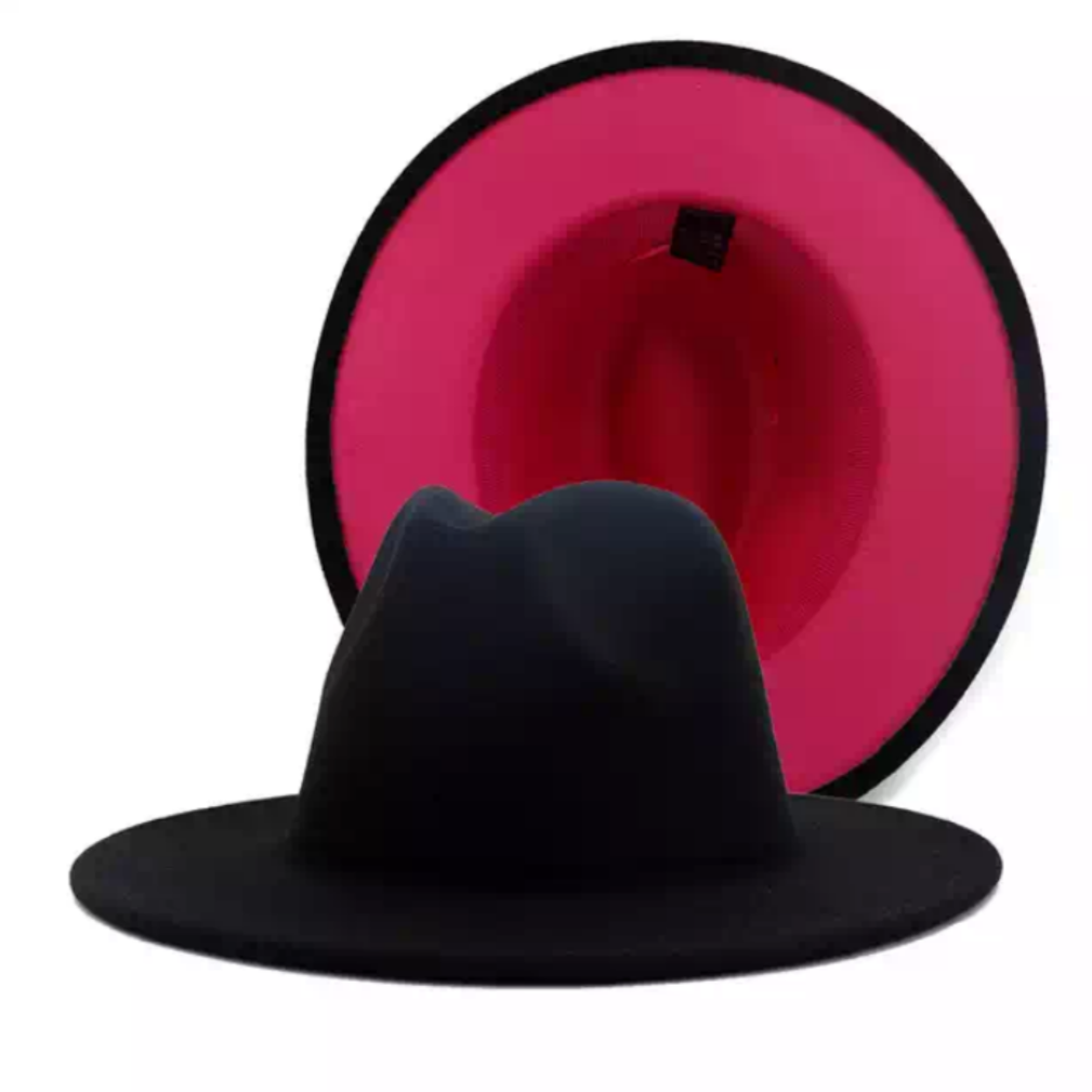 Black with Fushia Bottom Fedora