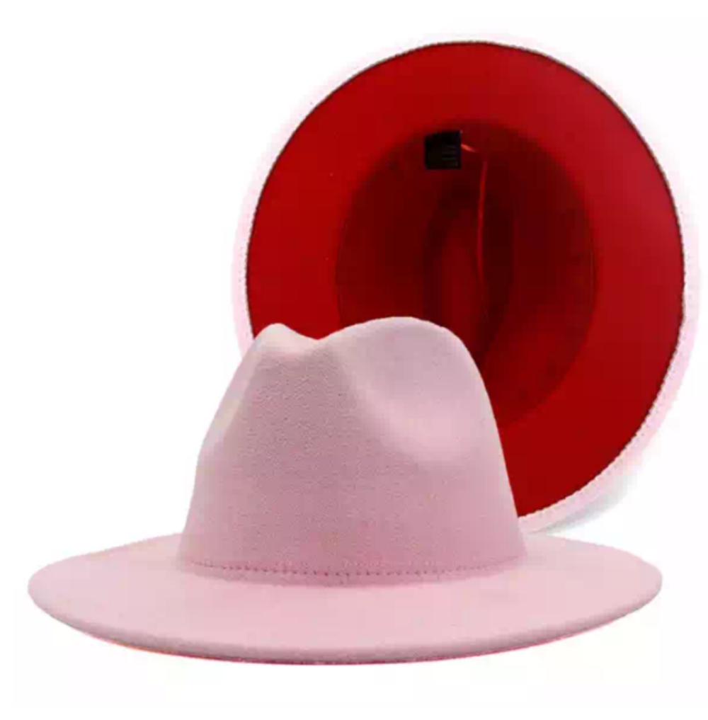 Pink with Red Bottom Bottom Fedora