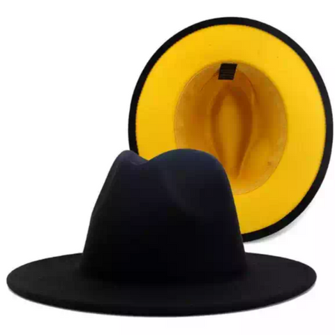 Black with Gold Bottom Fedora