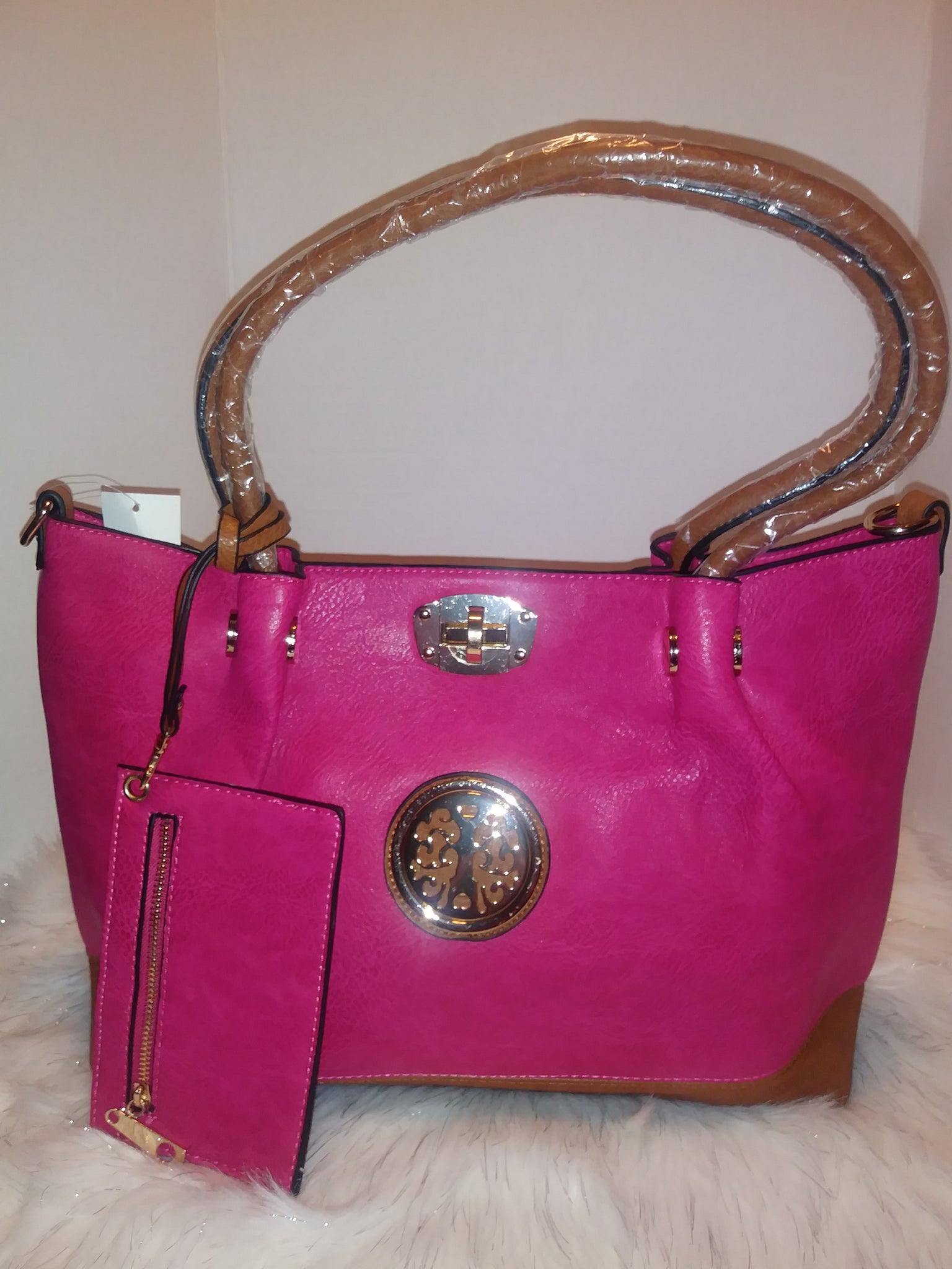 Fushia & Brown Handbag