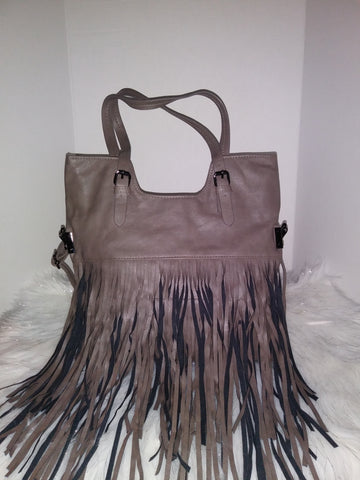 Gray Madden Girl Fringe Handbag