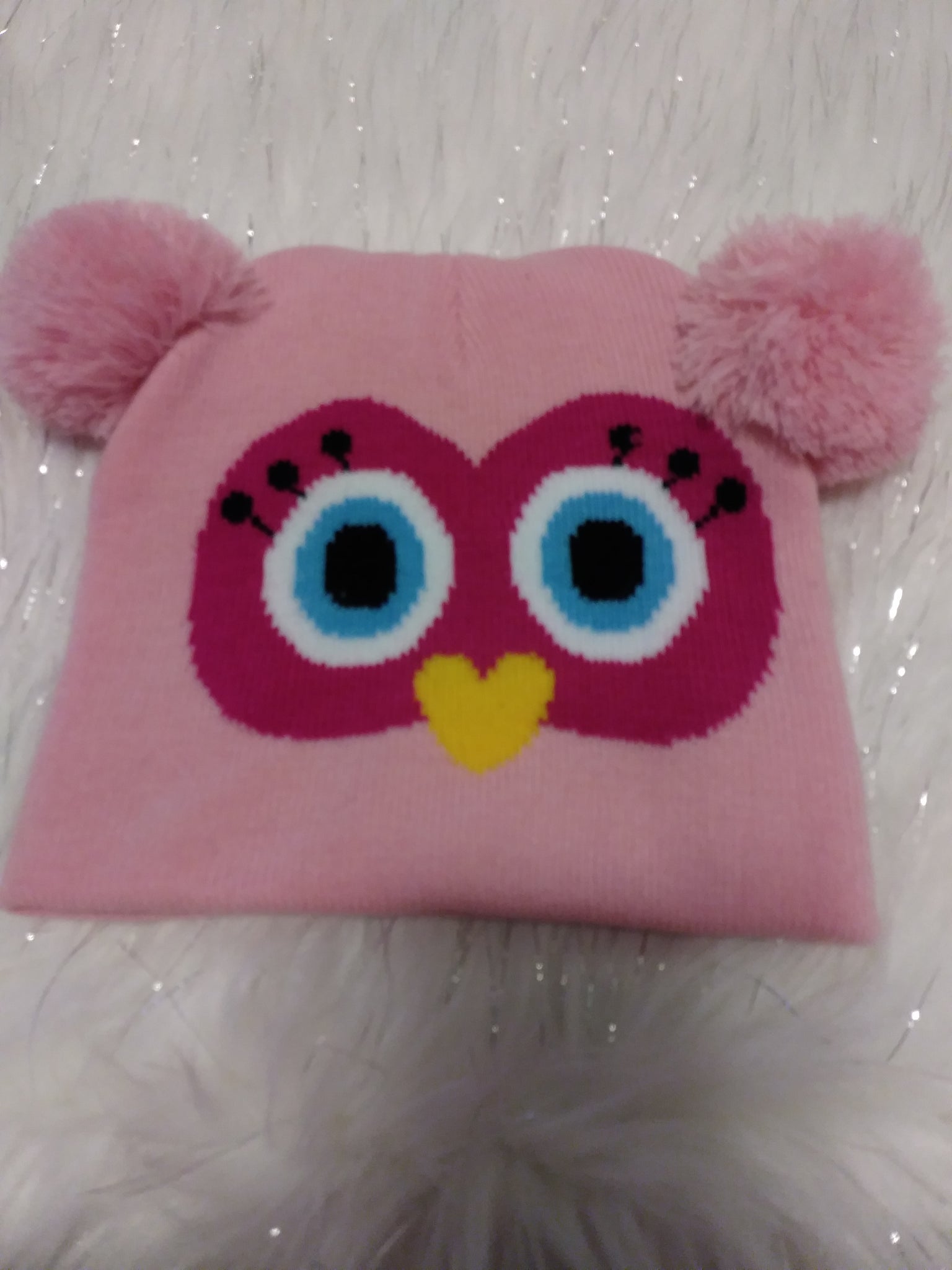 Child's Owl PomPom Hat