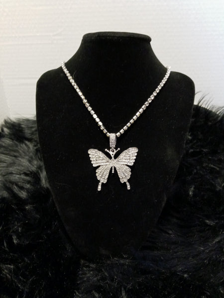 Silver Bling Butterfly Necklace