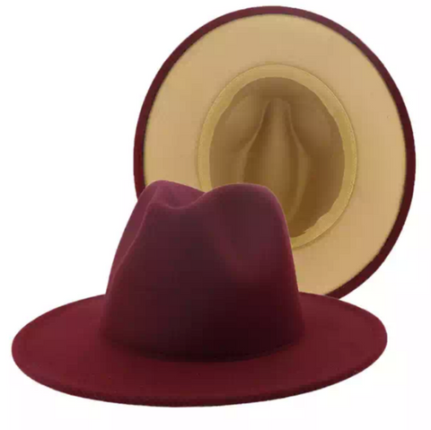 Burgandy with Tan Bottom Fedora