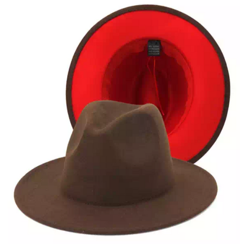 Chocolate Brown with Red Bottom Fedora