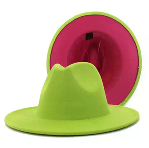 Lime Green with Fushia Bottom Fedora