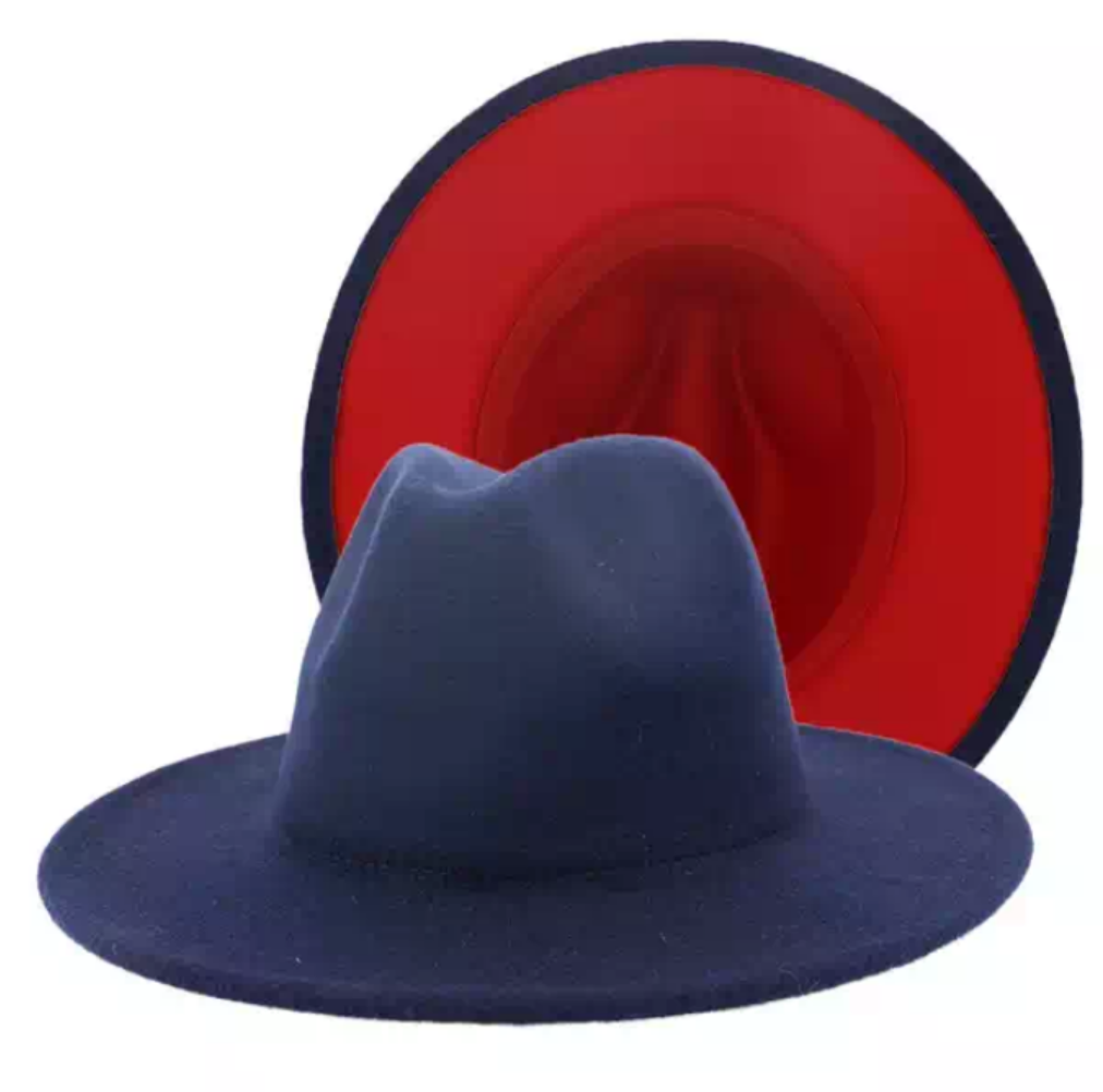 Navy Blue with Red Bottom Fedora