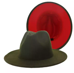 Olive Green with Red Bottom Fedora