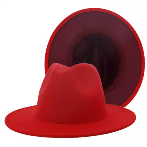 Red with Burgandy Bottom Fedora