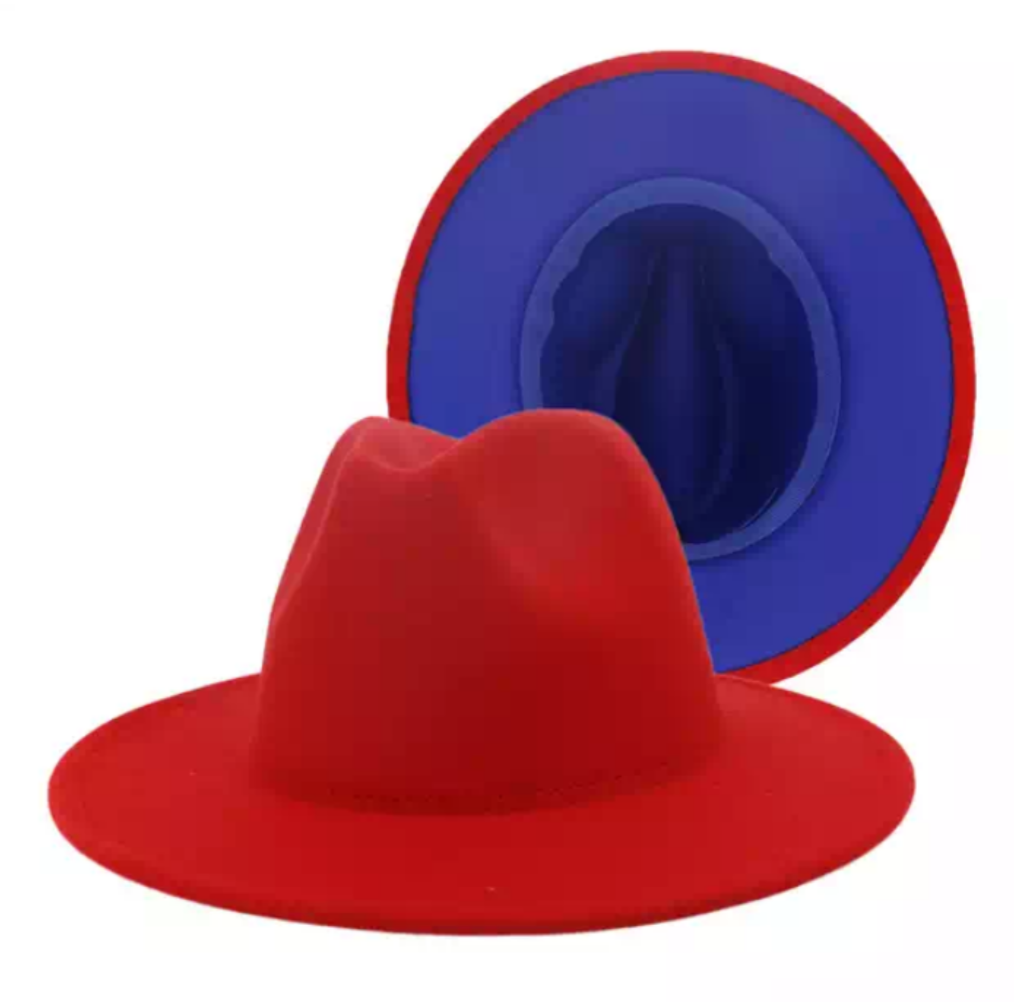 Red with Royal Blue Bottom Fedora