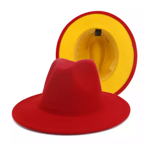 Red with Yellow Bottom Fedora