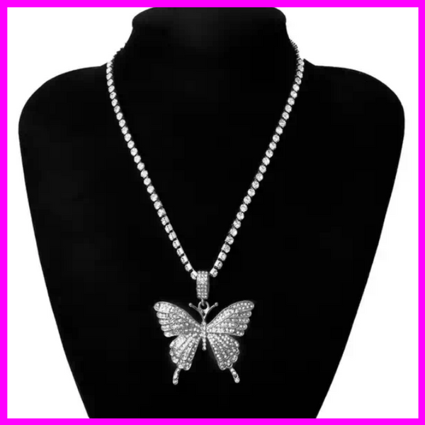 Silver Bling Butterfly Necklace