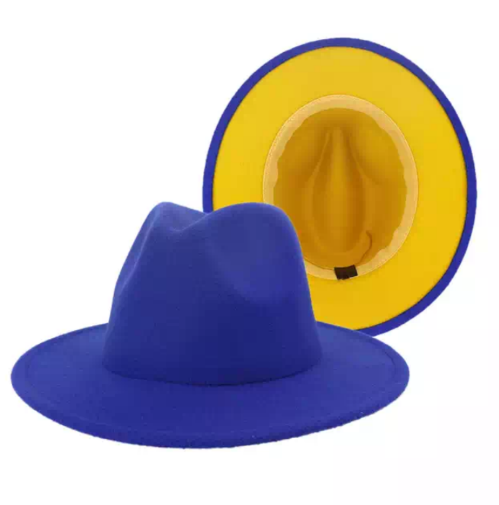 Royal Blue with Yellow Bottom Fedora