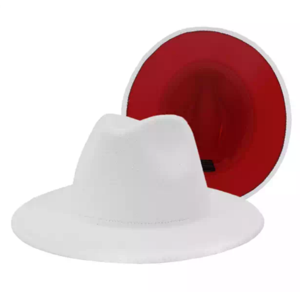 White with Red Bottom Fedora