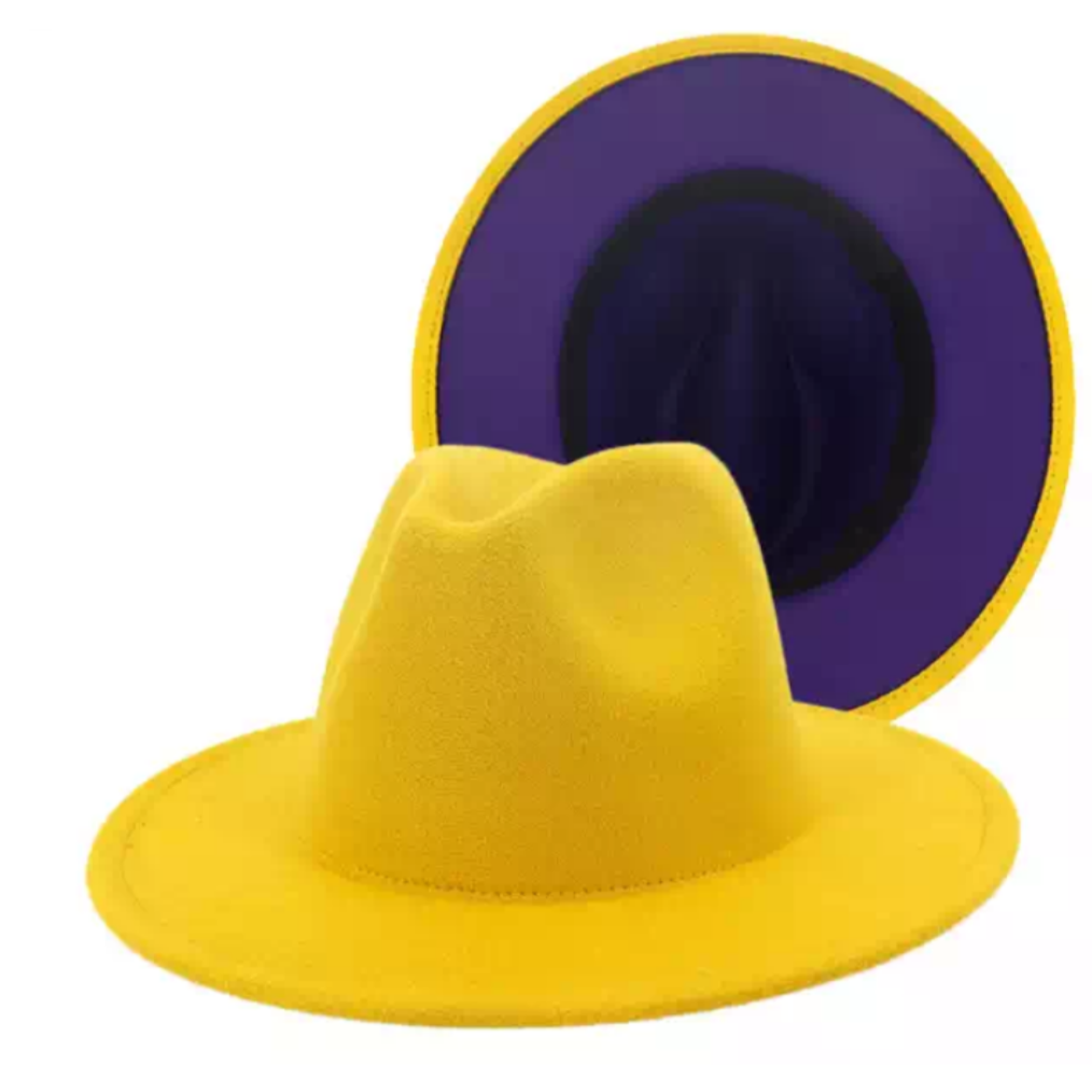 Yellow with Purple Bottom Fedora