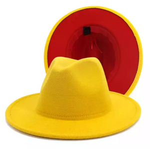 Yellow with Red Bottom Fedora