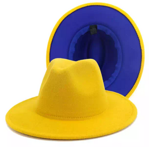 Yellow with Royal Blue Bottom Fedora