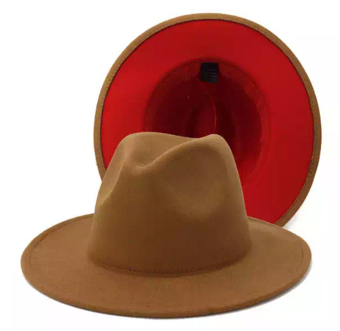 Khaki with Red Bottom Fedora