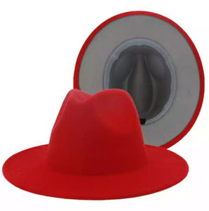 Red with Gray Bottom Fedora