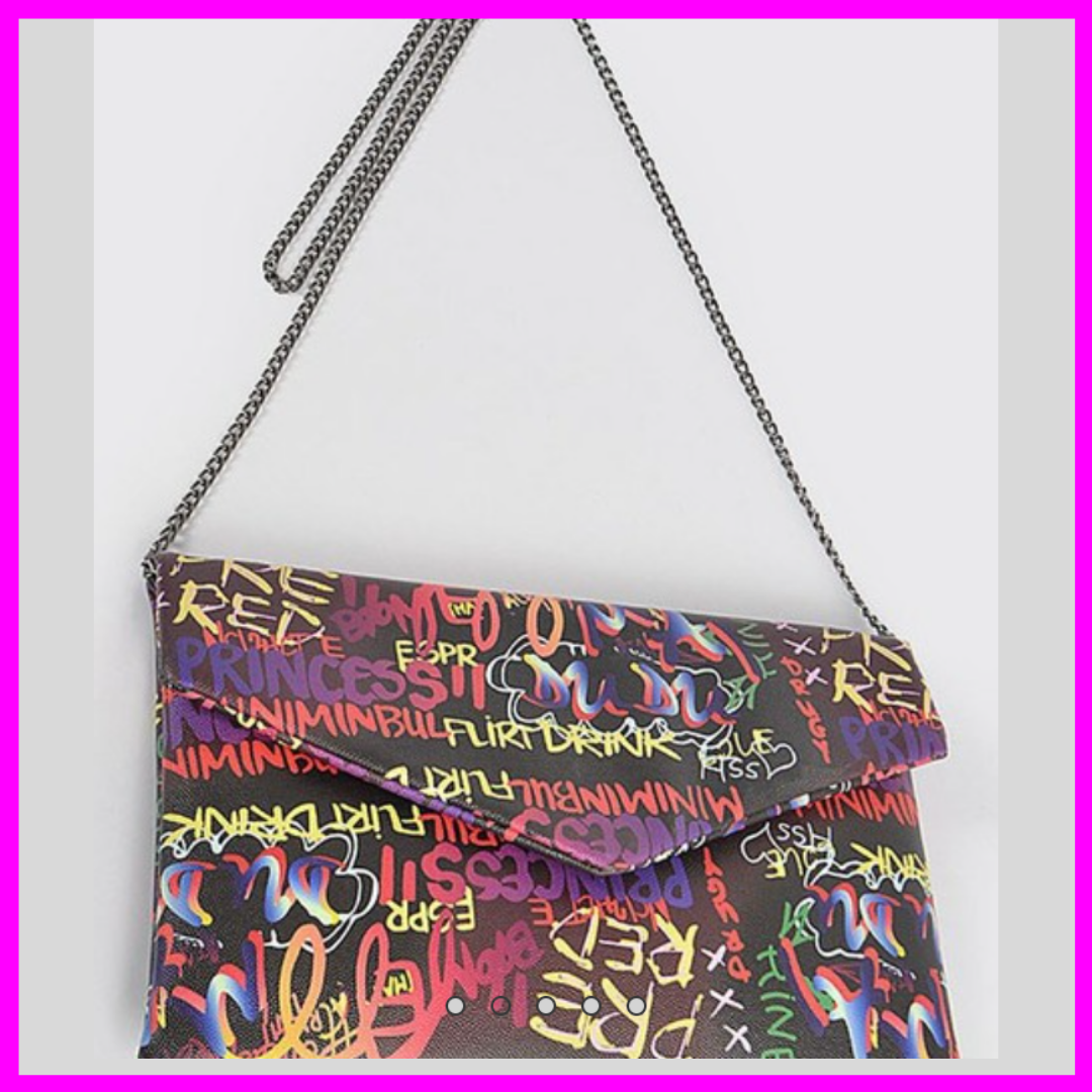 Black Graffiti Clutch Bag