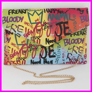 Multi Color Graffiti Clutch Bag