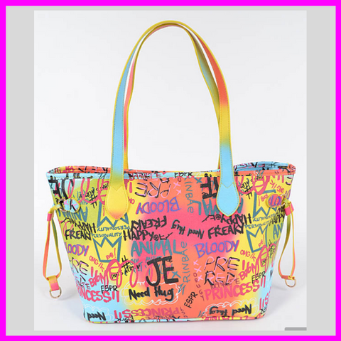 Multi Color Graffiti Shoulder Bag