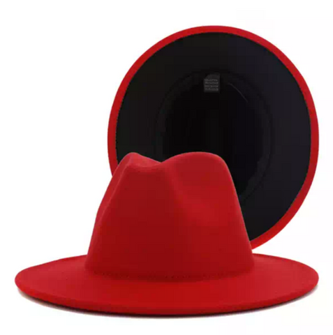 Red with Black Bottom Fedora