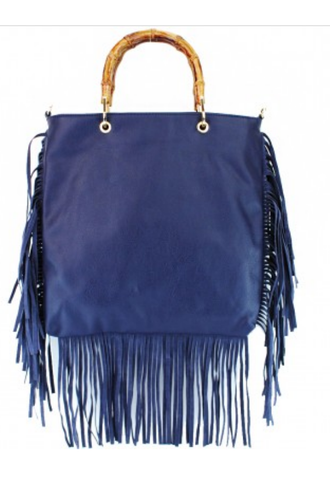 Navy Blue Fringe Handbag