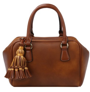 Brown Satchel Handbag w/ Brown & Tan Tassel