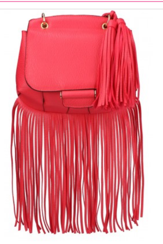 Melon Fringe Shoulder Handbag