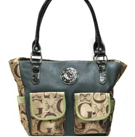 Dark Green & Tan Handbag