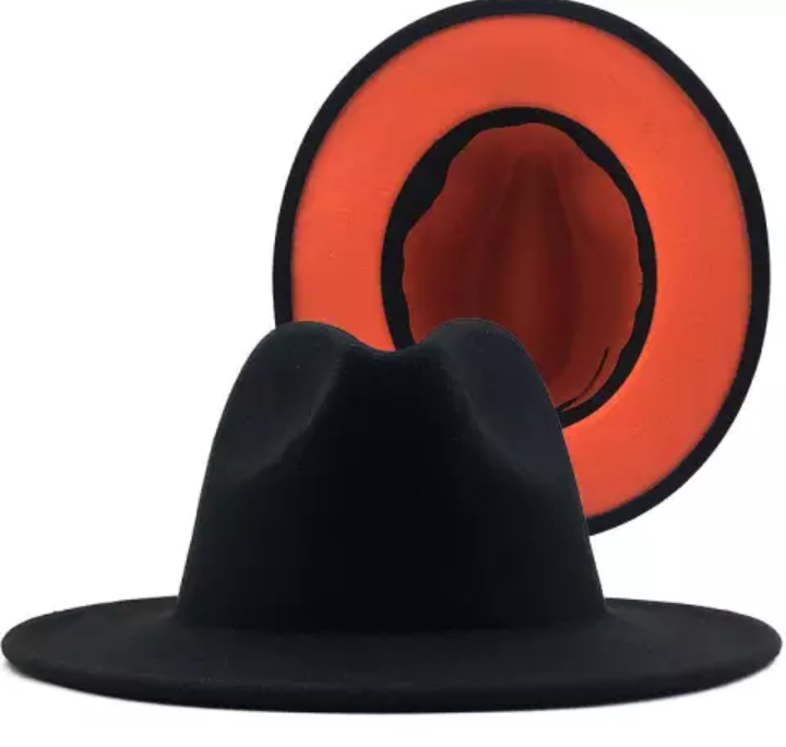 Black with Orange Bottom Fedora