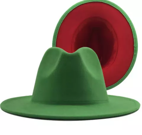 Green with Red Bottom Fedora