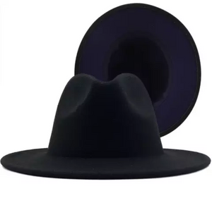 Black with Navy Blue Bottom Fedora