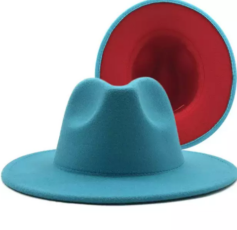 Sky Blue with Red Bottom Fedora