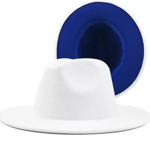 White with Royal Blue Bottom Fedora