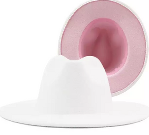 White with Pink Bottom Fedora