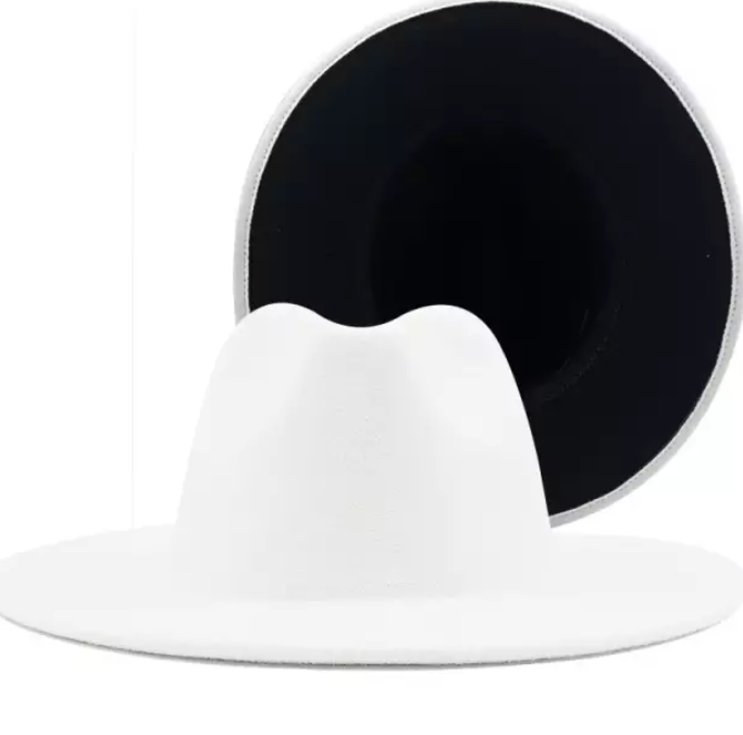 White with Black Bottom Fedora