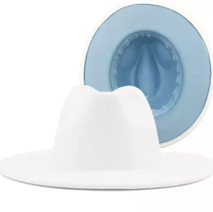 White with Powder Blue Bottom Fedora