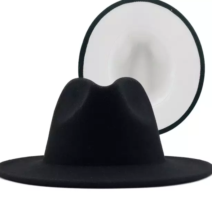 Black with White Bottom Fedora