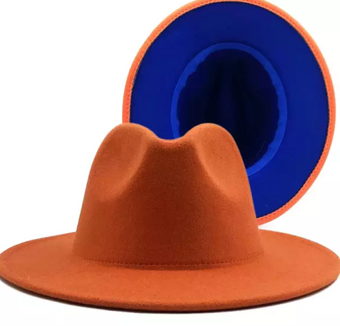 Orange with Royal Blue Bottom Fedora