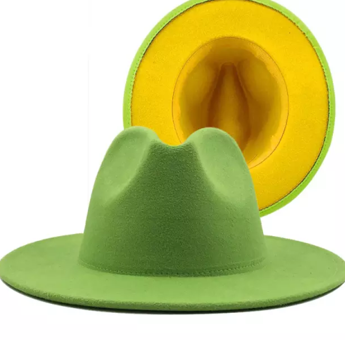 Lime Green with Yellow Bottom Fedora