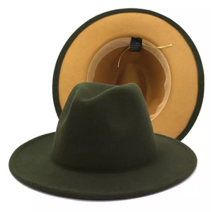Dark Green with Tan Bottom Fedora