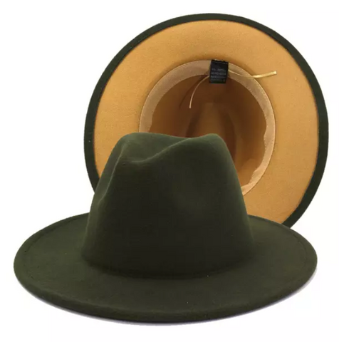 Dark Green with Tan Bottom Fedora